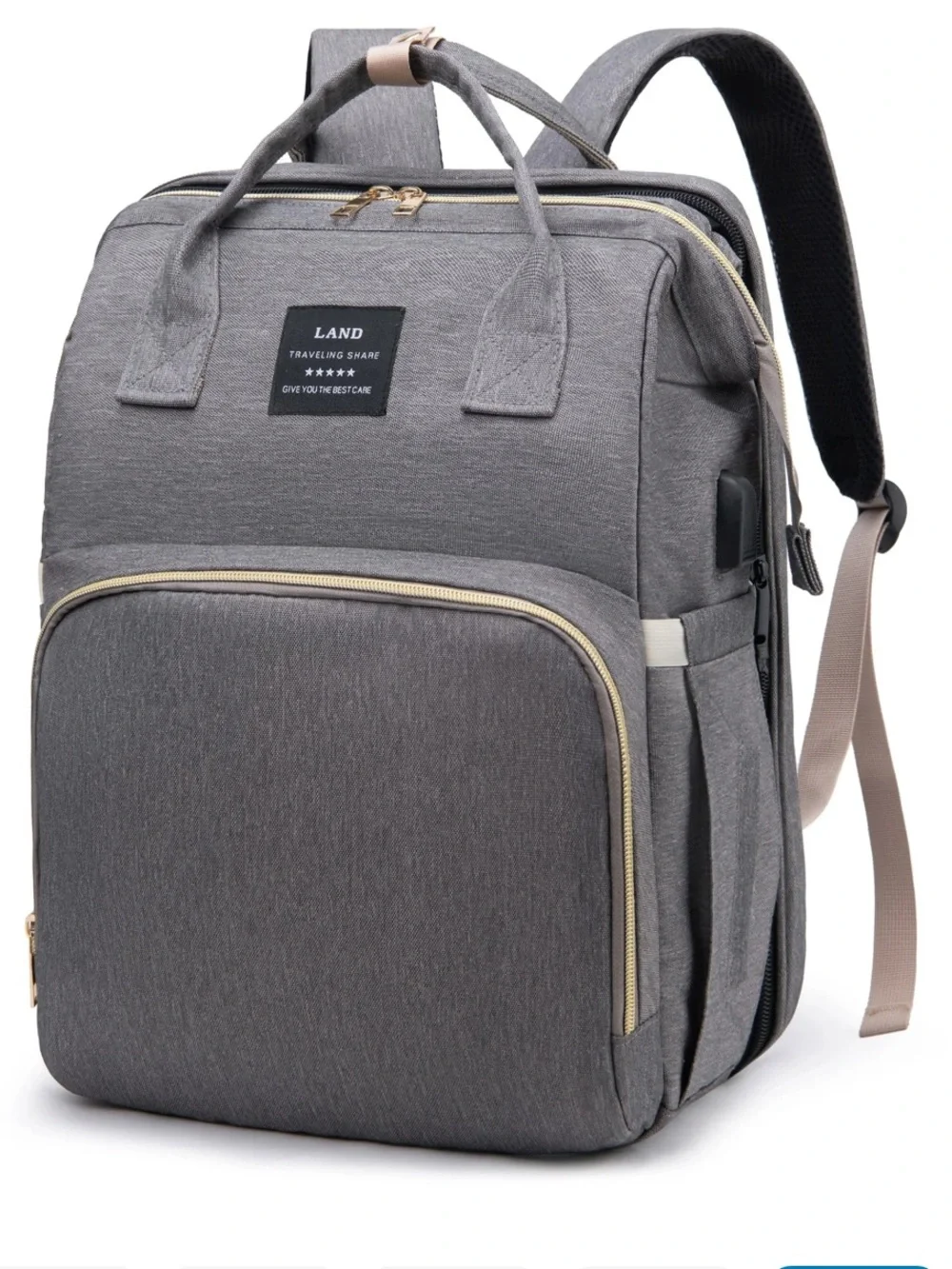 Land Mommy & Me Gray Lightweight Diaper Bag Backpack